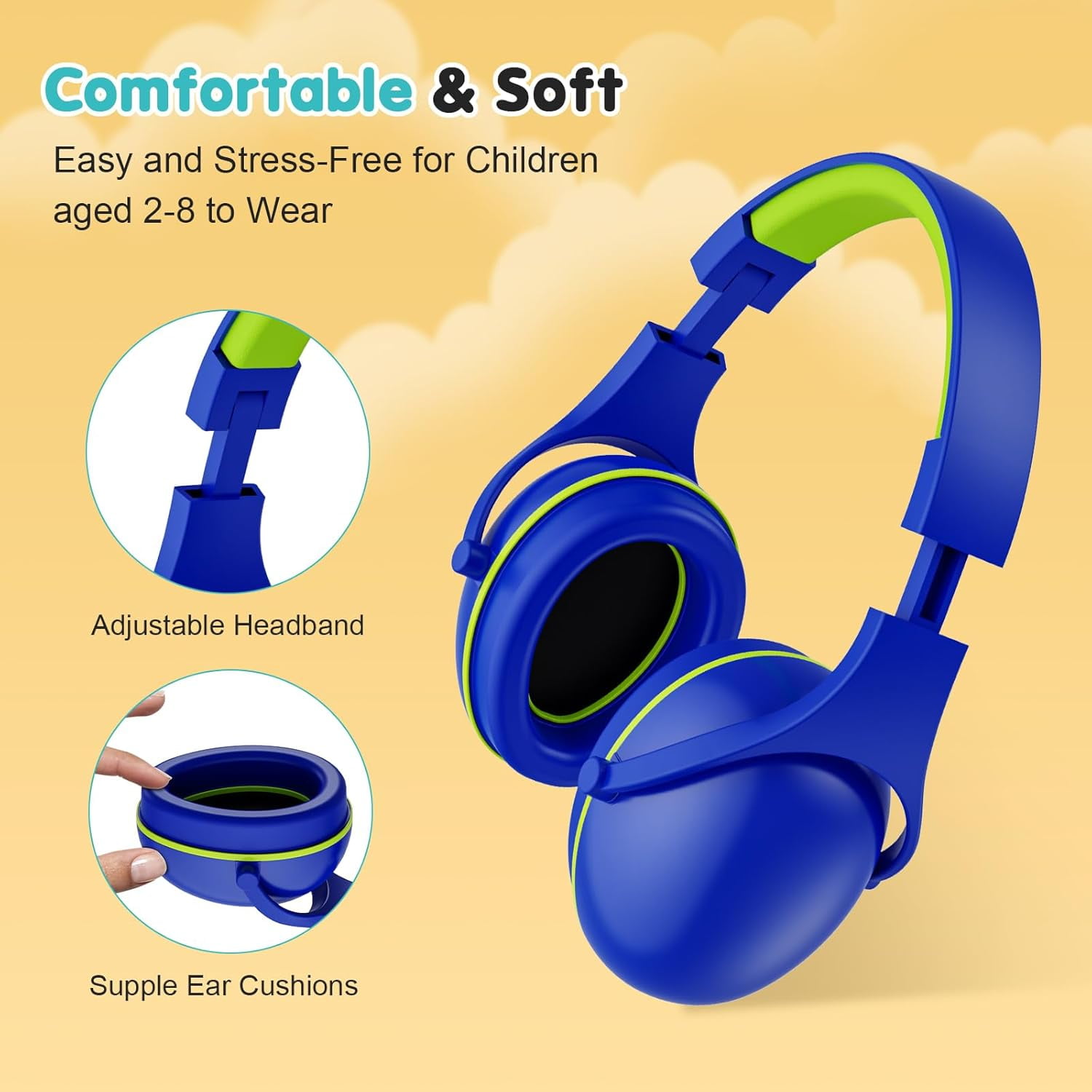 ProCase 2 Pack Hearing Protection Earmuffs for Sensory Autism Kids-Navy