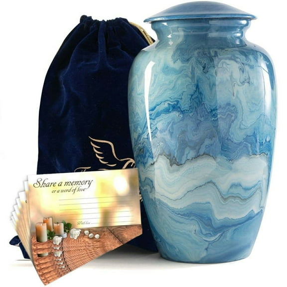 Cremation Urn for Adult Ashes by Forever Lane- Beautiful Hand-Painted Urn for Human Ashes- Large Urn Container for Men & Women- Decorative Cremation Funeral & Burial Ash Urn Vase with Velvet Pouch