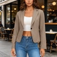 thumbnail image 5 of yeiolnoer Suit Jacket for Women Elegant Button Front Blazers Solid Color Long Sleeve Shirts for Business Office(Beige,Medium), 5 of 7
