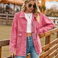 thumbnail image 4 of Women'S Button-Down Vintage Ripped Blue Denim Jacket Pink XXL, 4 of 8