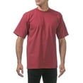thumbnail image 4 of Pro Club Men's Heavyweight Cotton Short Sleeve Crew Neck T-Shirt,Burgundy,4XL, 4 of 5