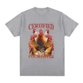 thumbnail image 3 of Camiseta con estampado de pollo y meme de pollo certificado para amantes de los gallos, divertida camiseta para hombre y mujer, 100 % algodón, informal, de manga corta, de gran tamaño, ropa de calle, 3 of 5