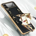 thumbnail image 4 of Elegant classic leather folding phone case for Samsung Galaxy Z flip 6 with silk scarf portable hand holder plating back cover, 4 of 9