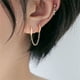 thumbnail image 5 of Pendientes de la cadena para las mujeres de doble Piercing Dangle Cadena Huggie Hoop Pendientes Cubic Zirconia Pearl Stud Pendientes para las mujeres de doble Conjoined Pendientes, 5 of 5