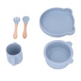 thumbnail image 2 of Set, Soft Silicone Suction Plate Bowl Cup Fork Spoon, For Weaning Cute Bear Shape, 2 of 8