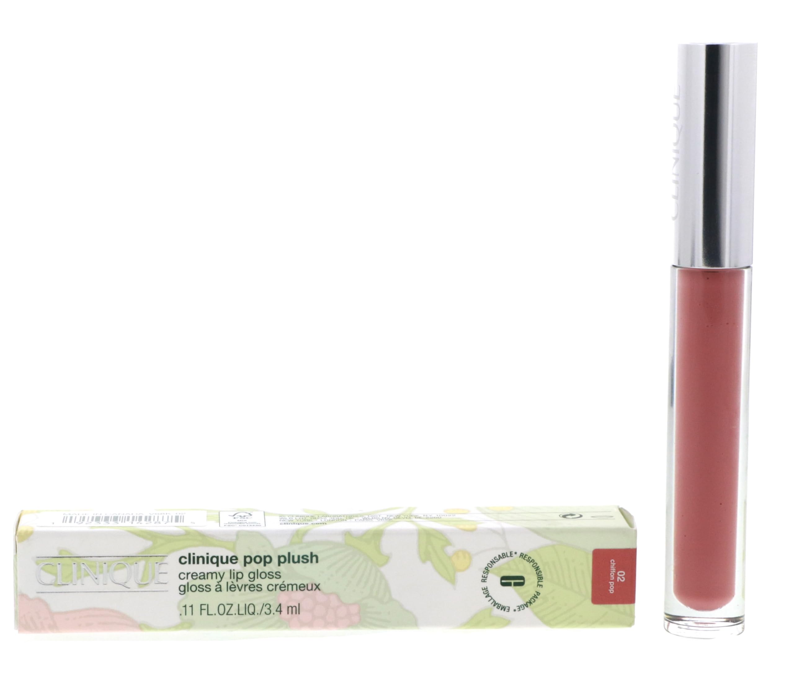 Clinique Pop Plush Creamy Lip Gloss, 02 Chiffon Pop, 0.11 oz