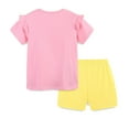 thumbnail image 4 of Cethrio Kids Girls Summer Outfit Sets, Short Sleeve Cotton Graphic Girls' Clothing Sets Pink Size 4T, 4 of 5