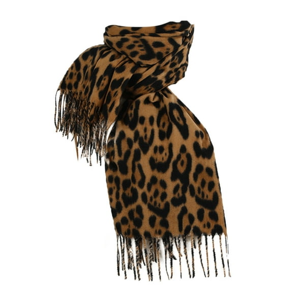 BUWTTED Winter Scarves for Women Classic Leopard Print Tassels Warm Shawl Wrap Cozy Soft Elegant Lightweight Fall Winter Scarves Size:One Size
