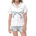 thumbnail image 1 of Ensemble de Pyjama à Rayures pour Filles, Haut Doux à Manches Courtes et Shorts, Tenue de Nuit Confortable pour Tout-Petits et Enfants, 1 of 2