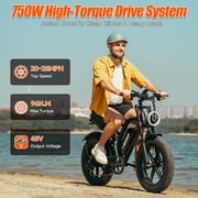 HiKeep Class 2 Electric Bike for Adults, 20 MPH, 750W Fat Tire Ebike, 48V 15.6Ah 748.8Wh Battery, 20 x 4 Inch, Shimano 7-Speed, UL2849
