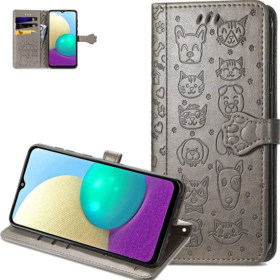 case for Google Pixel 6 Pro Cartoon Girl Wallet Case,Cat Dog Style Flip Phone Cover with ID Card Holder & Kickstand PU Leather Magnetic Clasp Cases for Google Pixel 6 Pro MG Grey