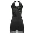 thumbnail image 4 of YiZYiF Women's Latin Leotard Dress Halter Neck Fringe Dance Costume for Modern Jazz Samba Rumba Cha Cha Black XL, 4 of 6