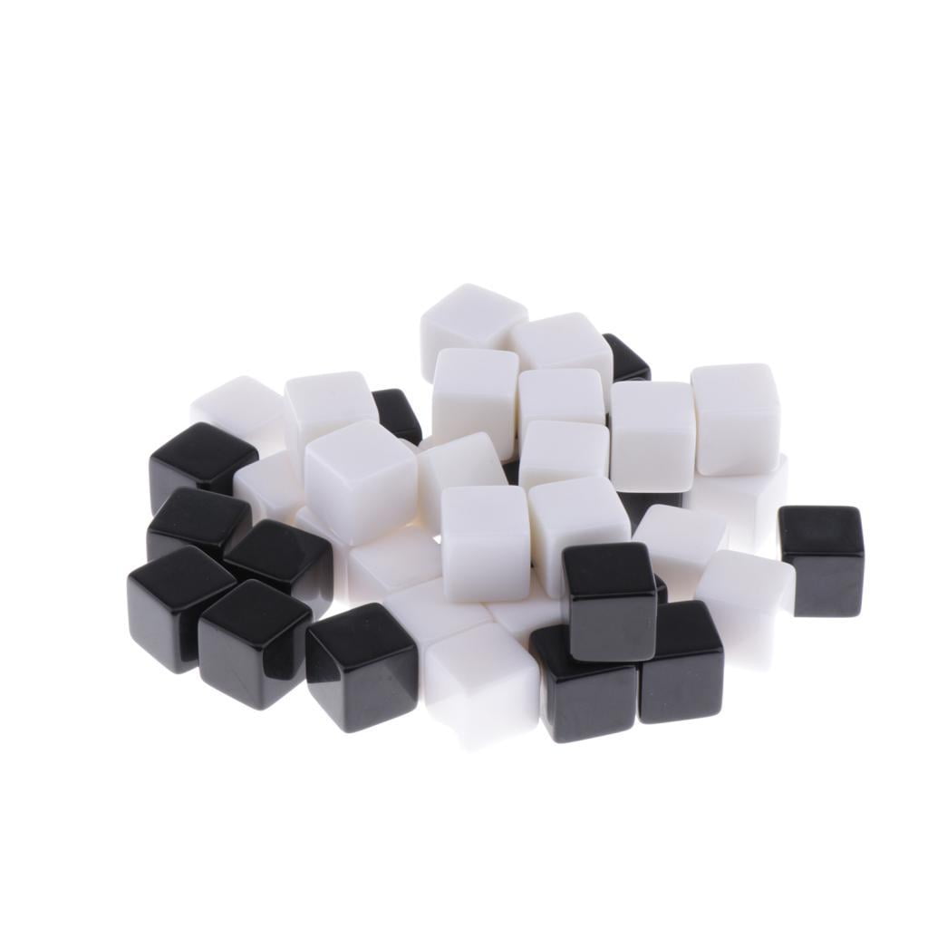 LeeQinersw 100 Pack Plastic White Black Blank 6 Sided Dice 16mm for RPG Math Teaching