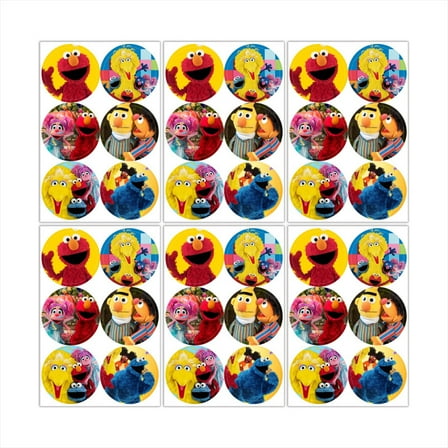 Sesame Street Elmo Cookie Monster Stickers Party Favors Labels Birthday Thank You Themed Round Circle Baby Shower 60pcs