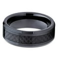 thumbnail image 2 of Black Ceramic Wedding Band 8mm Ceramic Ring Beveled Edges Black Carbon Fiber Inlay Comfort Fit, 2 of 3