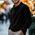 thumbnail image 2 of USNSM Men's Velvet T Shirts Elegant Vintage Long Sleeve High-Neck Elastic Casual Cowl Neck Pullover Tops Black XXL, 2 of 9