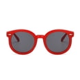 thumbnail image 2 of Kids Round Sunglasses UV Protection, Retro Thick Full Rim Frame Resin PC Material Lightweight Children Eyewear for Daily Wear Outdoor Play Red, 2 of 2