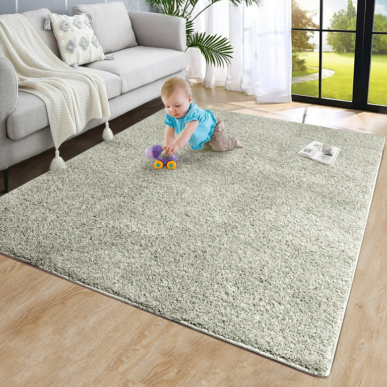 Wool Carpet Non-woven Bottom 100% polypropylene 1300g Fleece 1.2 inch Wool  Height Modern Area Rug Large Floor Mat and Rug for Living Room Foggy grey  4'*6' 