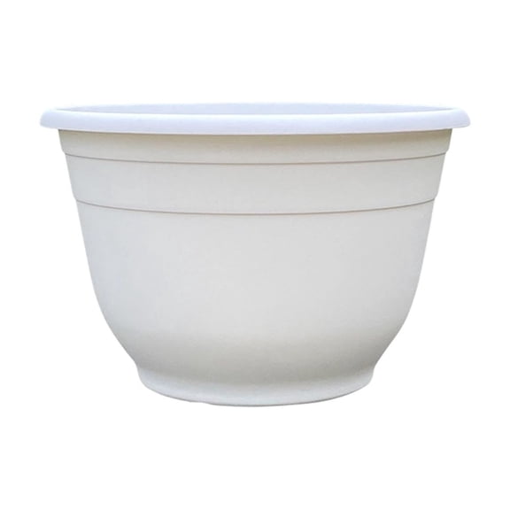 Voglyf 6.5 Inch Plant Pots for Indoor Outdoor,Plastic Floor Planters with Drainage Holes, Modern Round Grey Flower Pots For Succulents Vegetables Herbs House Plants Home Balcony Decor,White