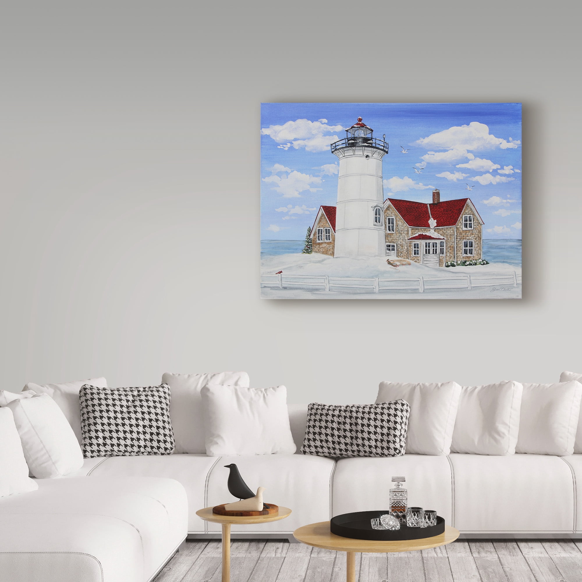 Trademark Fine Art 'Winter Lighthouse 2' Canvas Art by Jean Plout