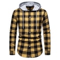 thumbnail image 2 of Rloper-Lop Flannel Plaid Hooded Shirts for Men Long Sleeve Button Down Hoodies Regular Fit Lightweight Coats Mens Fashion Drastring Sports Jackets, 2 of 9