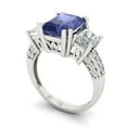 thumbnail image 2 of 4.27 ct Emerald Cut Simulated Tanzanite 3 Stone 14K White Gold Womens Engagement Ring, 2 of 5