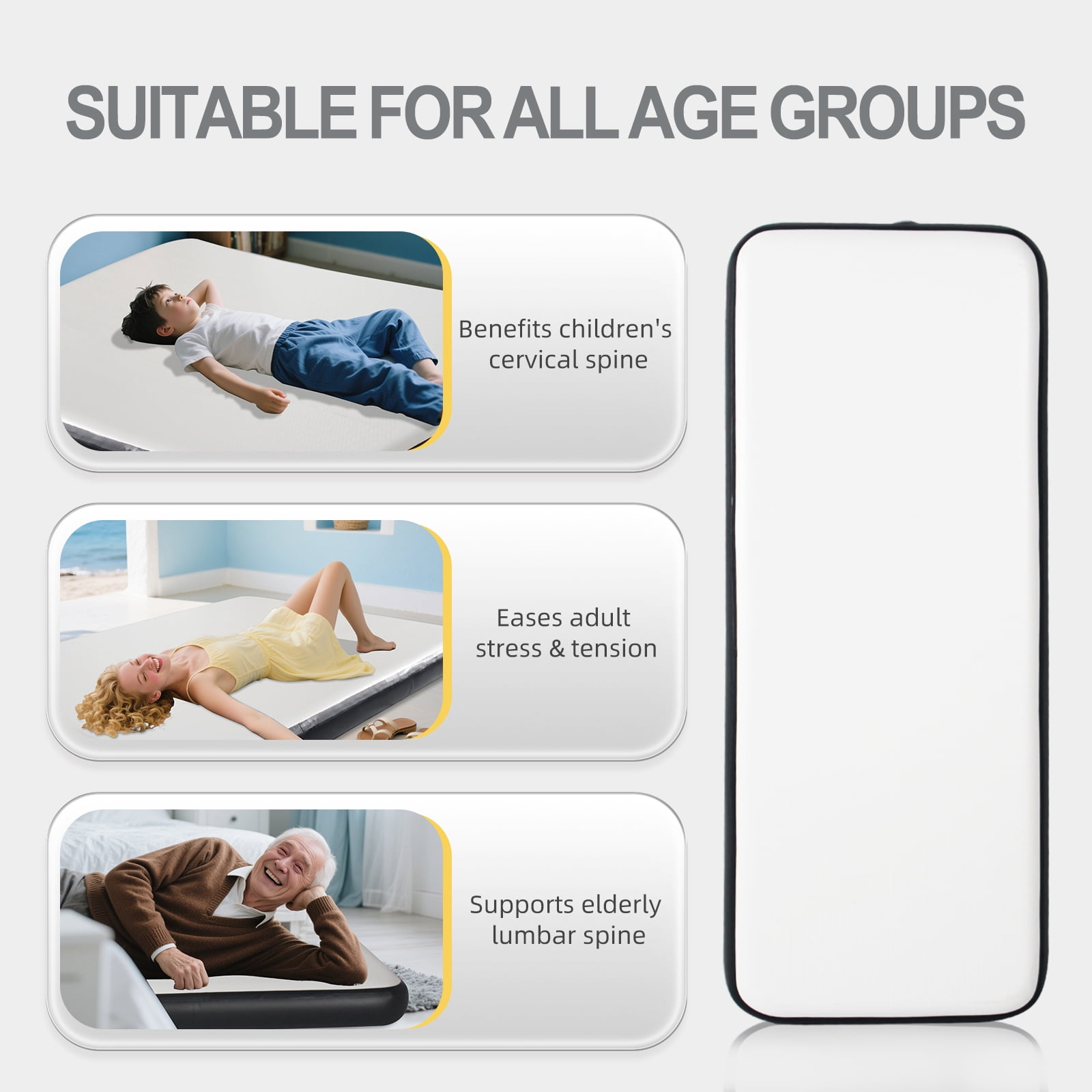 OZVMZQ Twin Size Inflatable Air Bed Mattress, 6'' Elevated Pad, with Pump, White, Hypo-Allergenic, Portable, Outdoor Camping Mat