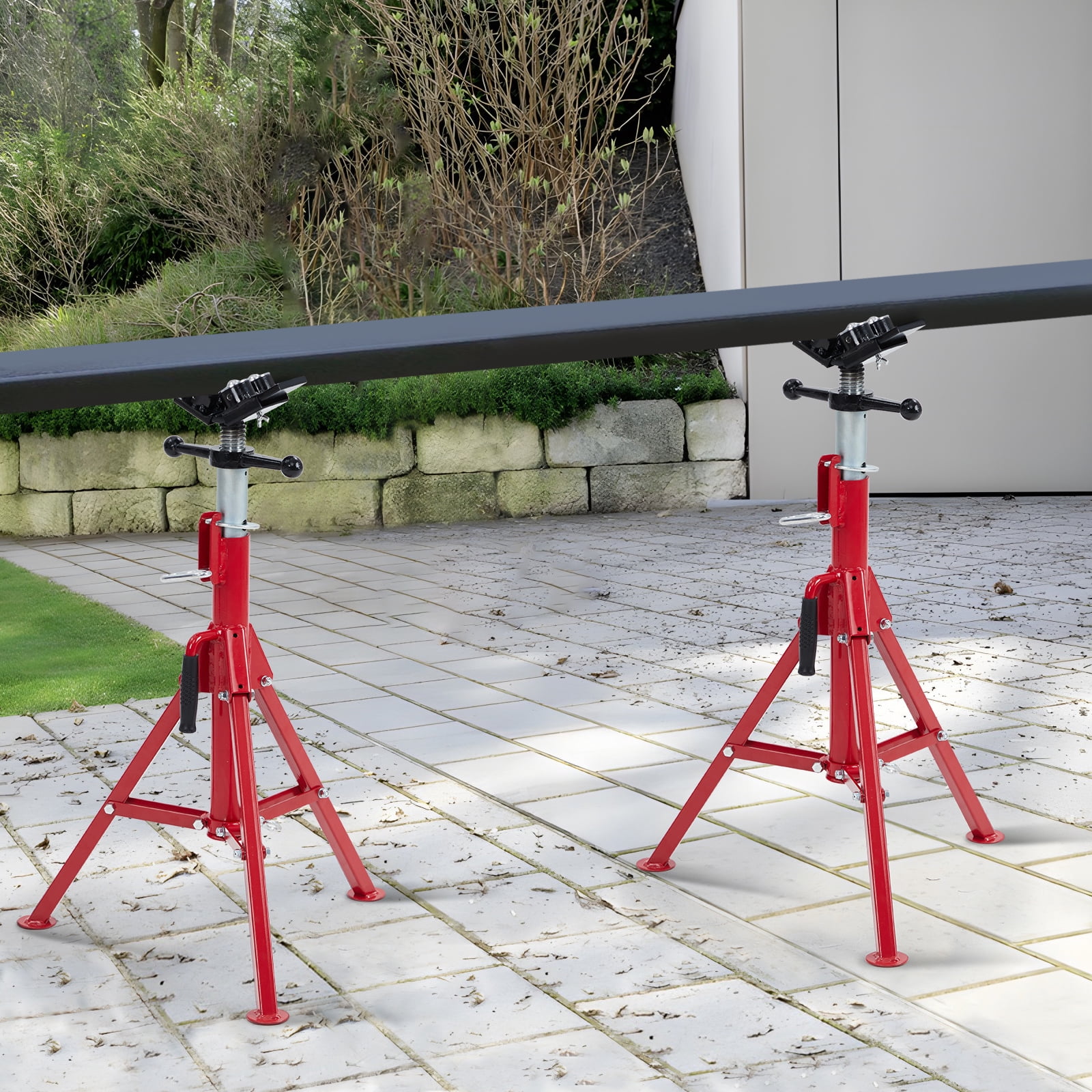 Amkui 4 Balls Transfer V Head Pipe Stand 2500 LBS, Pipe Jack Stands Adjustable Height, Portable Pipe Stands, Heavy-Duty Steel Jack Stand,Secure Stability