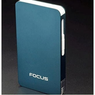 ULTRA THIN FOCUS 6 pack Automatic Loading Cigarette Case Dispenser With  Built in Torch Lighter (GOLD COLOR)