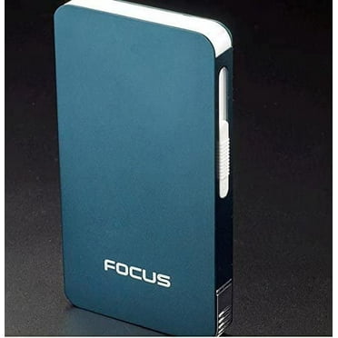 ULTRA THIN FOCUS 6 pack Automatic Loading Cigarette Case Dispenser With Built in Torch Lighter (BLUE COLOR)- FOR KING SIZE CIGARETTES  FREE CAR sticky pad for Phone PDA MP3 MP4)