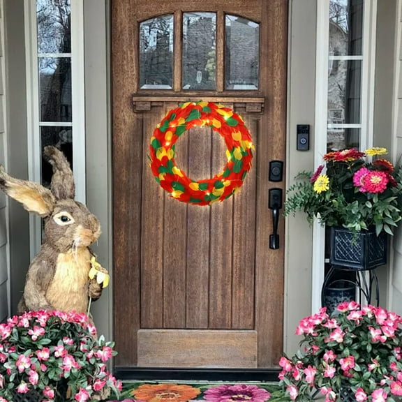 XGFHYJEH Easter Wreaths Spring Egg Wreath for Front Door, Home Decoration Easter Eggs and Berries Wreath for Indoor and Outdoor Use