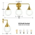 thumbnail image 2 of Bathroom Vanity Light 3 Lights Bathroom Lighting Fixtures Over Brushed Gold Wall Sconces with Frosted Globe Glass for Hallway Restroom, 2 of 5