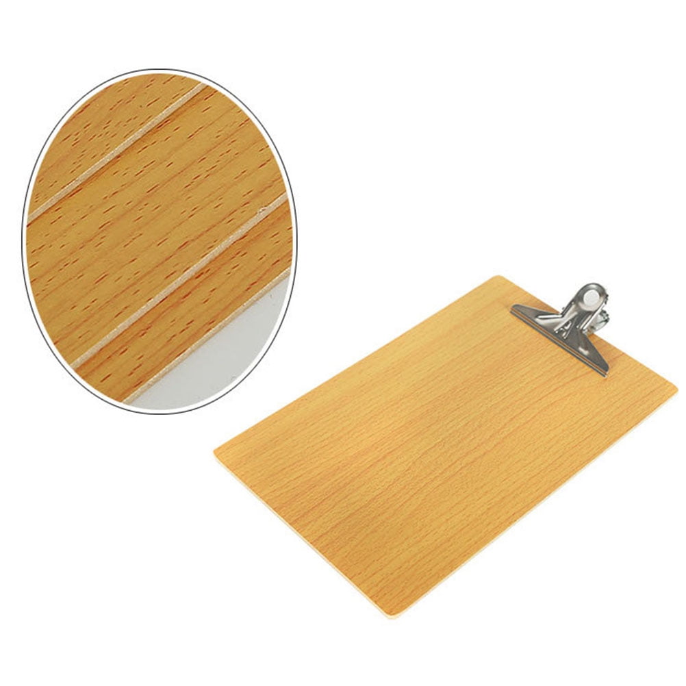 Mobutofu 6Pcs Profile Clip Board Chocolate Wood with Polished Metal Clip