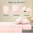 thumbnail image 4 of Split Bed Sheet Set 5 Pieces (1 Flat, 2 Fitted Sheet, 2 Pillow Covers) - 100% Egyptian Cotton - 700 Thread Count Deep Pocket up to 21" Mattress Size Split Queen Color Pink Solid, 4 of 5