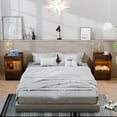 thumbnail image 5 of Hommpa Nightstand with Charging Station Nightstands with 2 Drawer Open Shelf Nightstands Dark Walnut Nightstands High Gloss LED End Table Nightstands for Bedroom Living Room Furniture 23.6" Tall, 5 of 10