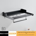 thumbnail image 1 of Heavy-Duty Black Space-Saving Wall-Mounted Microwave Rack with Hanging Rod and Hooks - Thickened Aluminum Construction for Kitchen Countertop Organization, Easy Punch Installation, Sleek Modern, 1 of 6