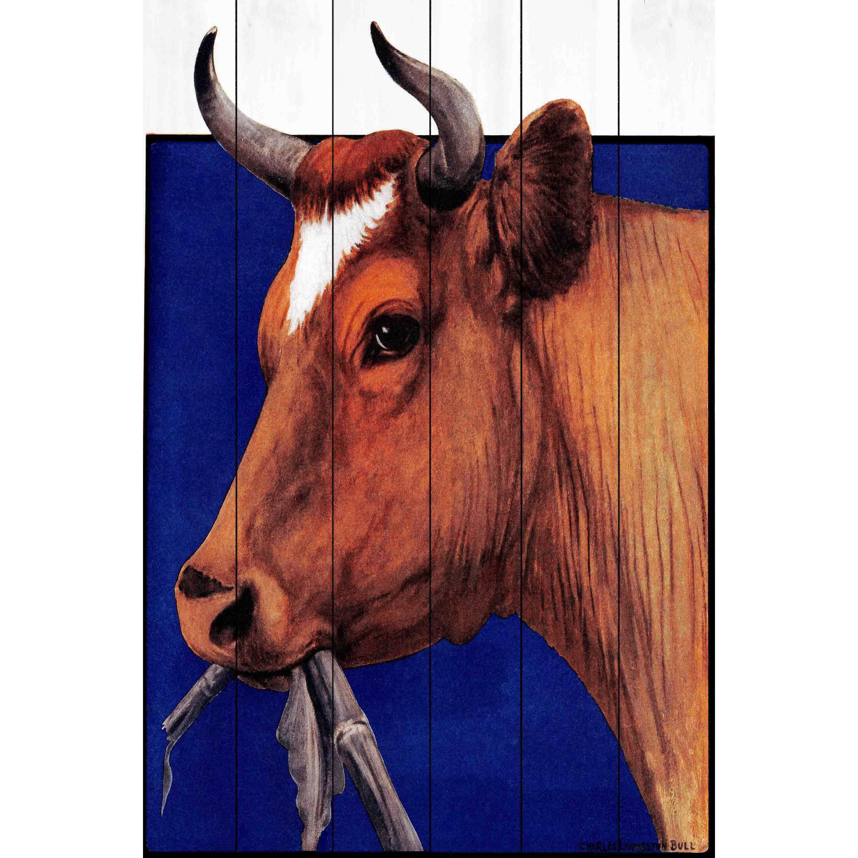 Marmont Hill "Journal Cow Brown" Painting Print on White Wood