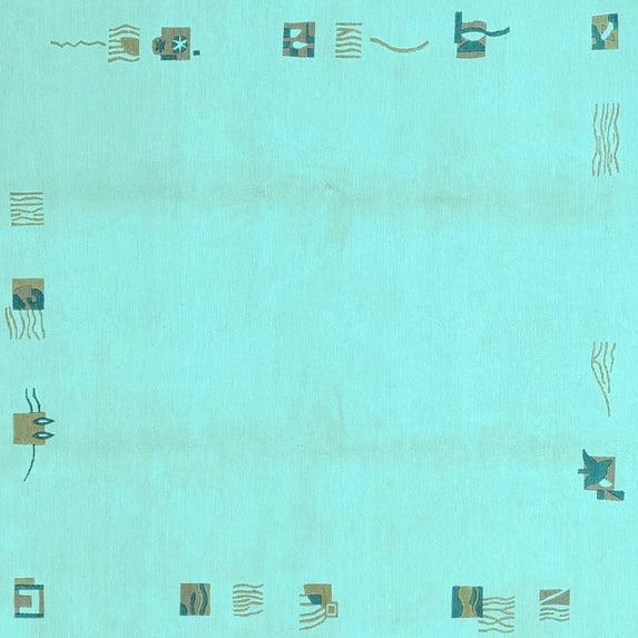 Ahgly Company Indoor Square Solid Light Blue Modern Area Rugs, 4' Square