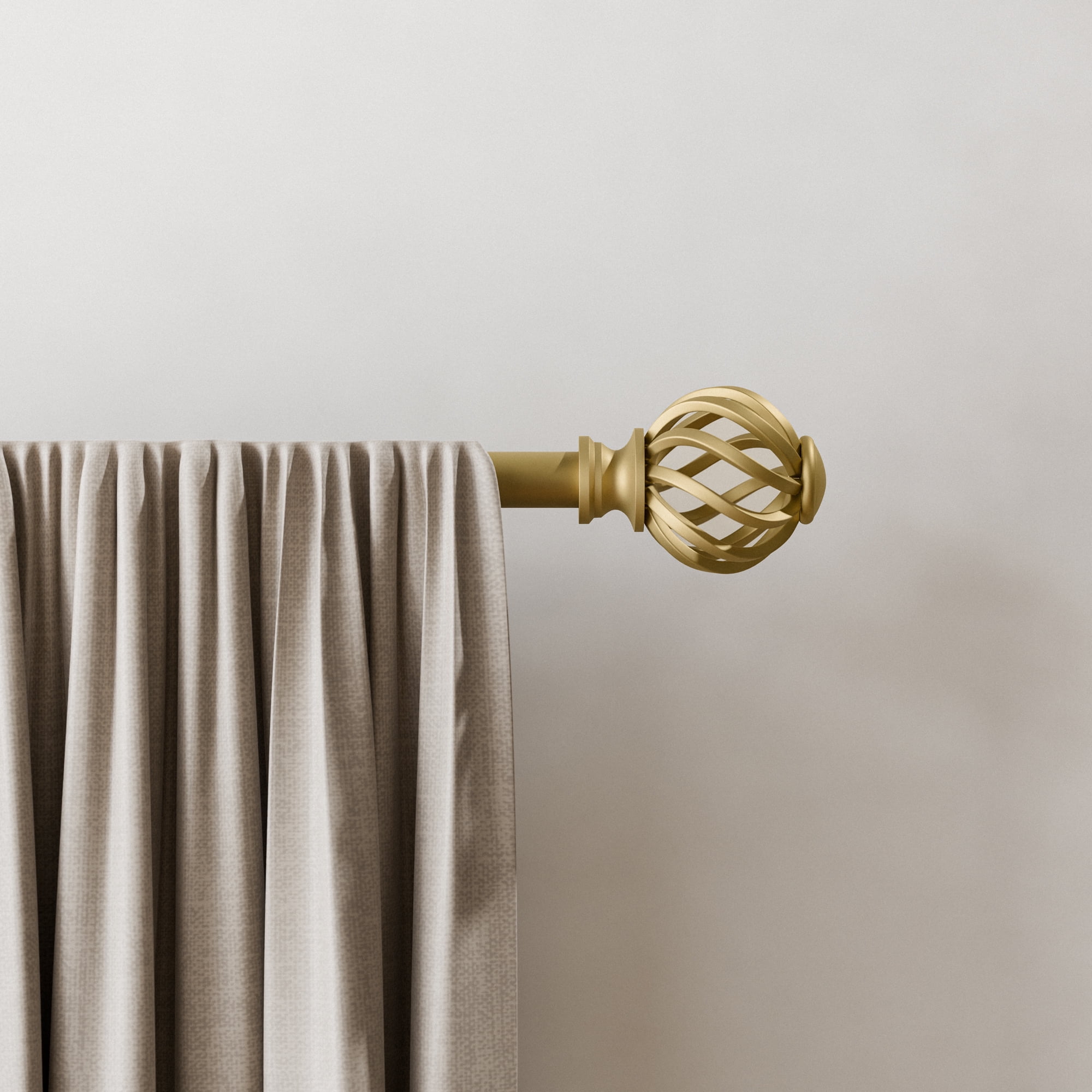 Mainstays 3/4" Gold Twist Cage Adjustable Single Curtain Rod Set, 30"-84"