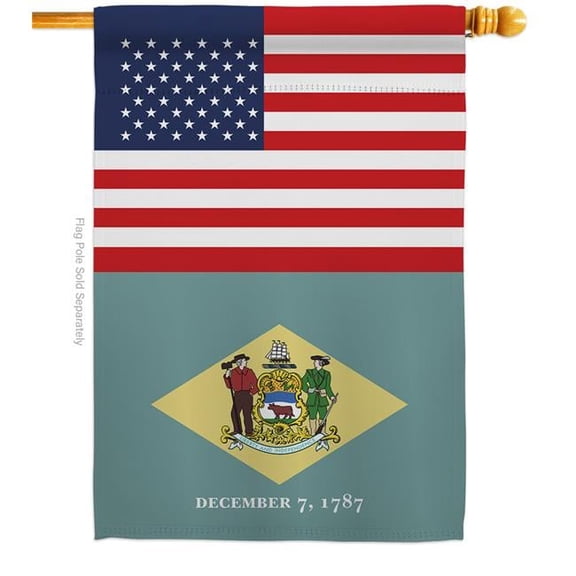 Americana Home & Garden H140758-BO 28 x 40 in. USA Delaware American State Vertical House Flag with Double-Sided Decorative Banner Garden Yard Gift
