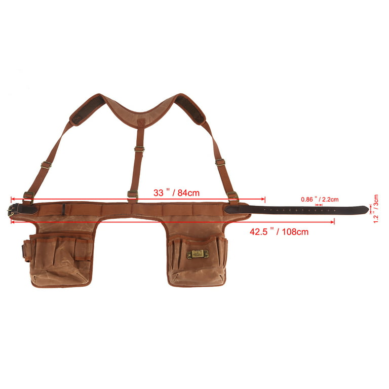 Tourbon Canvas Carpenter Tool Belt with Suspenders for Electrician
