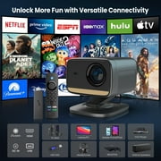 Miroir L810S Pro 1080P Smart Projector Bundle with Carrying Case, Foldable Screen, Remote, Accessories, and Built-In Streaming Apps, Auto-Focus, Dolby Audio, 4K Support