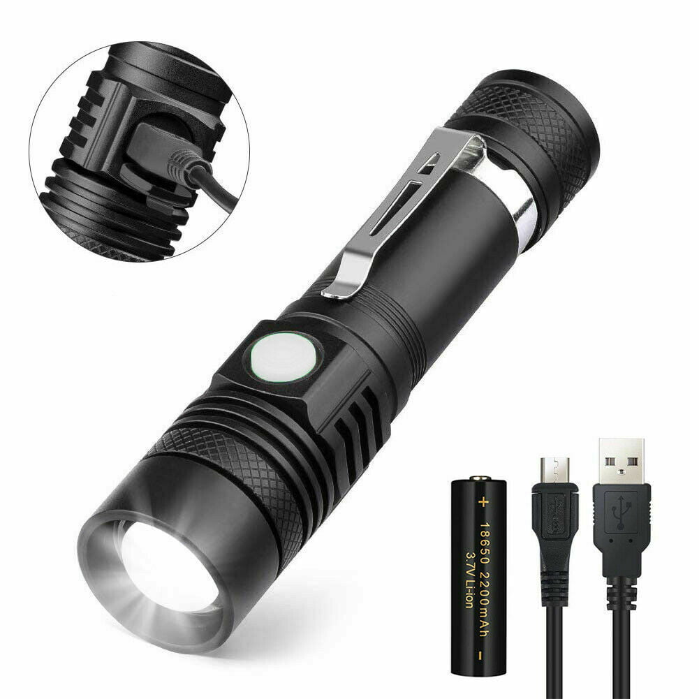 Tactical 20000LM T6 LED Flashlight Zoomable Torch Lamp+18650+Charger+Case Sets 