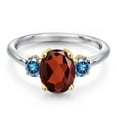 thumbnail image 3 of Gem Stone King 10K Two Tone Gold Red Garnet and Persian Blue Moissanite Engagement Ring for Women | 2.59 Cttw | Oval 9X7MM | Gemstone January Birthstone | Size 6, 3 of 6