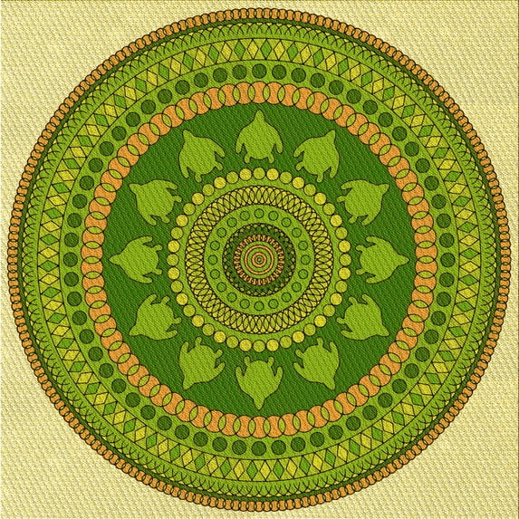 Ahgly Company Indoor Square Patterned Chameleon Green Area Rugs, 6' Square