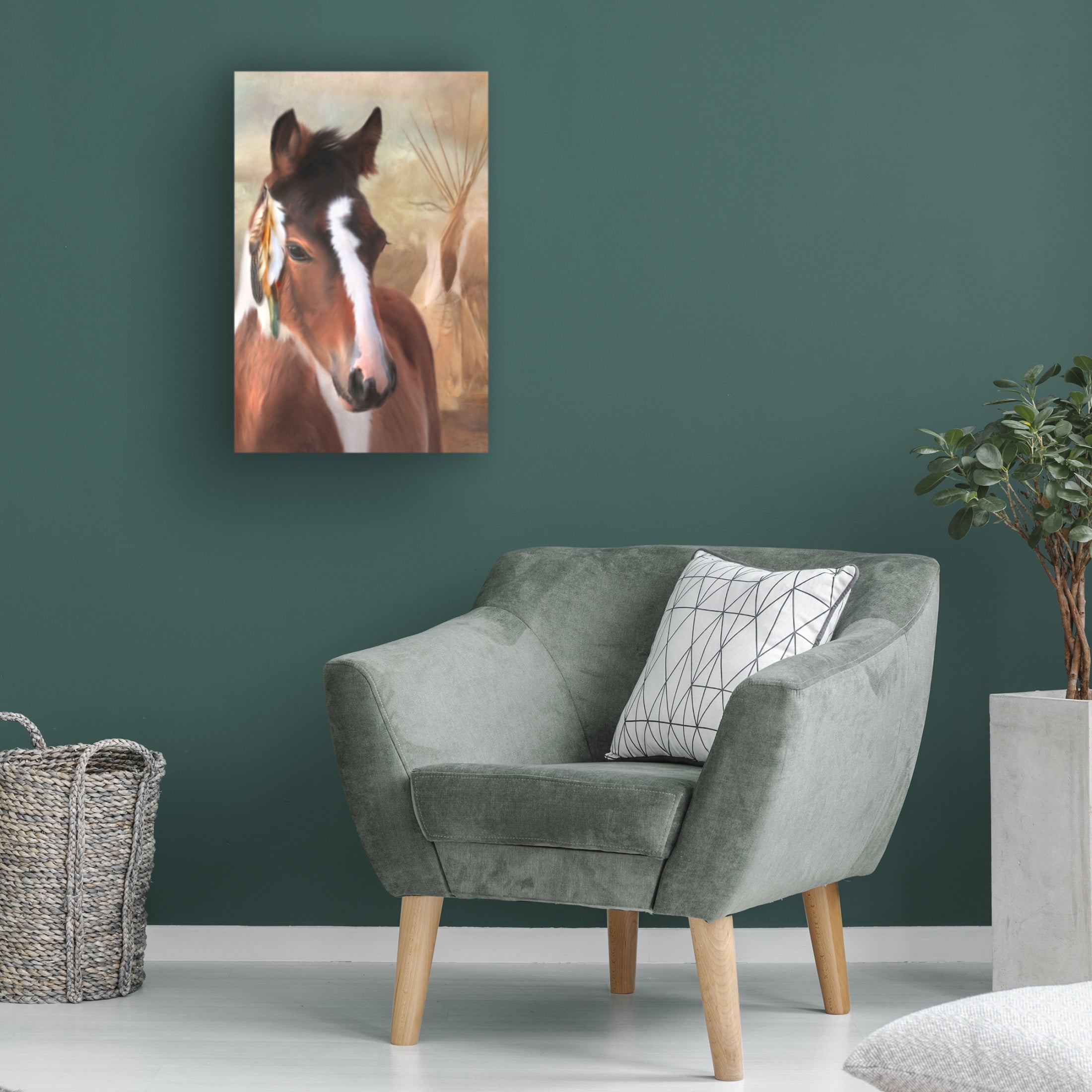 Canvas Wall Art - Trudi Simmonds 'Small Chief Little Feathers' Wall Art for Living Room, Bedroom, or Office Décor by Trademark Fine Art - 16 x 24 Inches