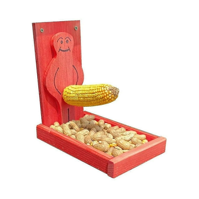 Funny Proud Man Squirrel Feeder Wild Bird Feeders Wooden Decoration Squirrel Feeder For Garden Outs