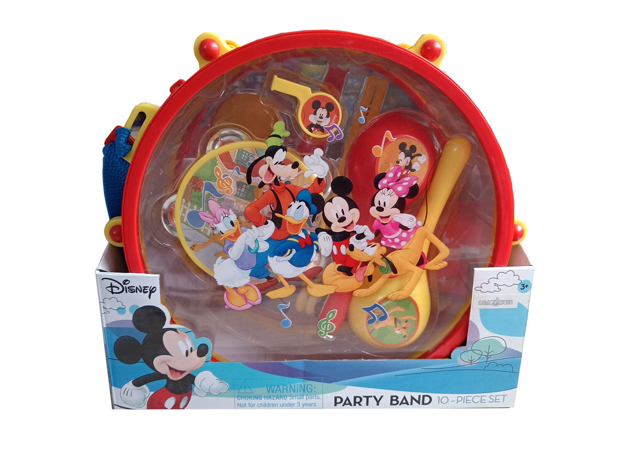 Disney Mickey Mouse Clubhouse Mickey's Party Band 10 Piece Set Music  Instruments: Drum & Sticks,Flute,Castanets,Tambourine,Maracas,Whistle I  Kids 