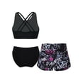 thumbnail image 2 of renvena Kids Girls Tankini Swimsuits Floral Lace 3 Piece Swimwear Cross Sport Beachwear 8-16 Letters 8, 2 of 7