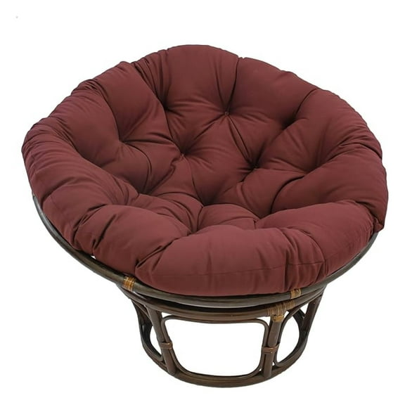 Twill Papasan Cushion, 48” x 48” x 6”, Burgundy – Indoor Round Floor Cushion, Tufted Papasan Replacement Pad, Soft Polyester Fabric